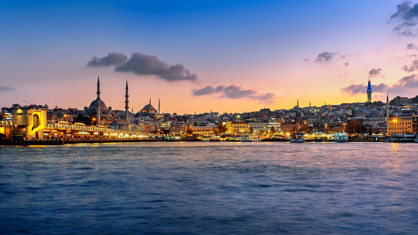 panoramic istanbul city twilight turkey